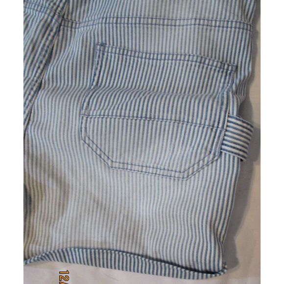 ANTHROPOLOGIE PILCRO SHORTALLS SIZE 32 STRIPED RAILROAD SHORTS BLUE WHITE bibs - Picture 12 of 13